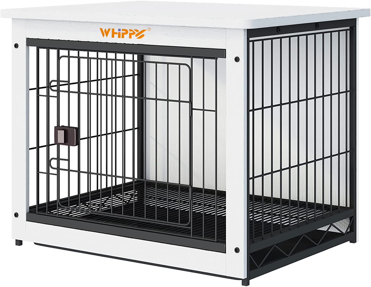 WHIPPY Pet Cage with Crate Cover - Dog Crate Furniture, Wooden Dog House, Decorative Indoor Kennel, End Table, Night Stand, Warm White